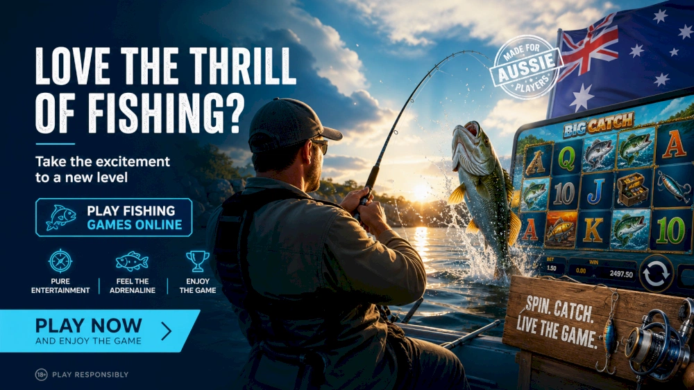 Australian coastline at sea with a fishing-inspired gaming atmosphere