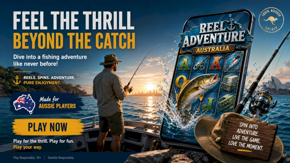 Ocean swell along the Australian coast with a modern fishing-inspired game scene