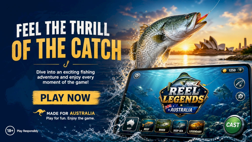 Australian coastline with open water and a fishing-inspired gaming atmosphere